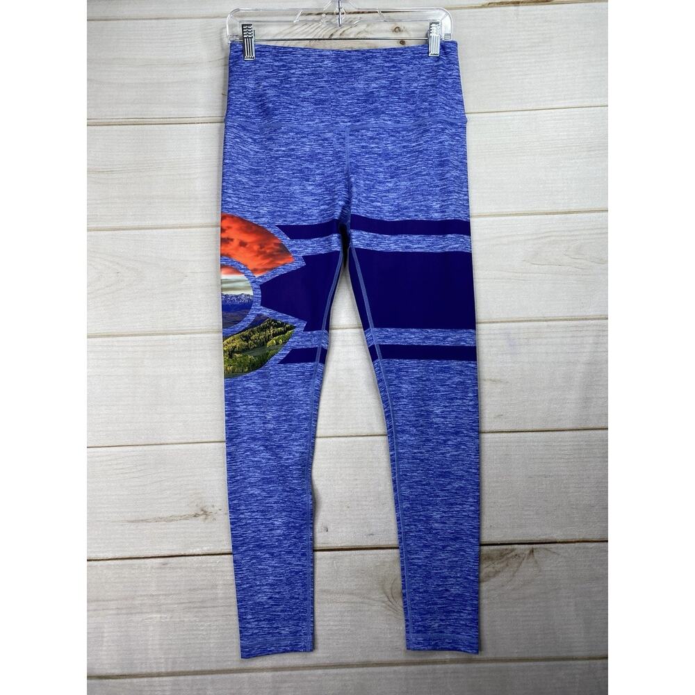 Colorado Limited Leggings Womens L Blue Heather State Logo Skinny Pull On Yoga